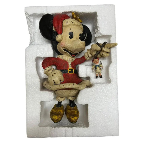 Disney Santa Minnie Vintage Holiday Sculpture Figurine Hand Made 9" New w/ Box - Picture 7 of 10